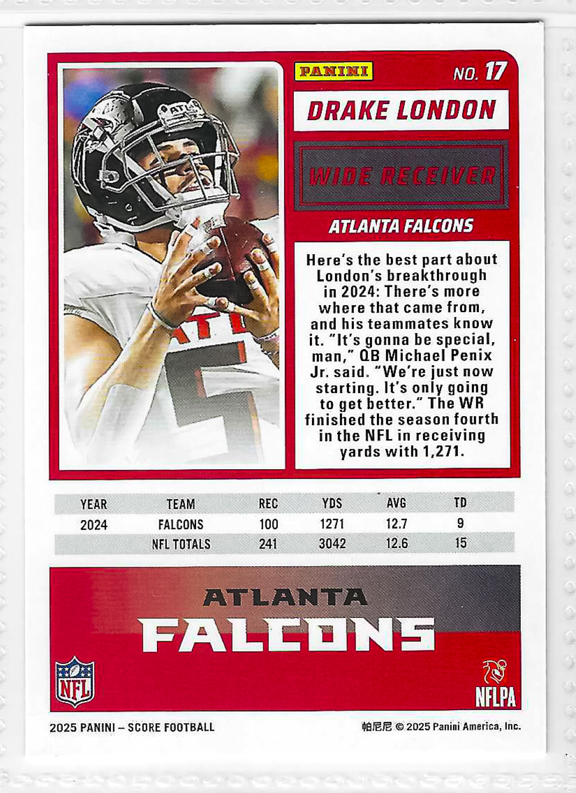 2025 Score GREEN - Drake London #17 Green - Image 2