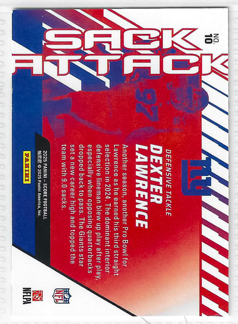 2025 Score - Sack Attack - Dexter Lawrence #10 - Image 2