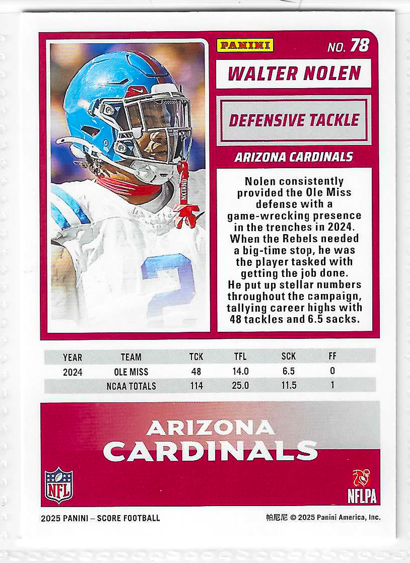 2025 Score - Rookies Walter Nolen #78 (RC) - Image 2