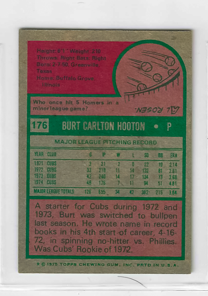 1975 Topps MINI Baseball - SET BREAK - Burt Hooton #176 - Image 2