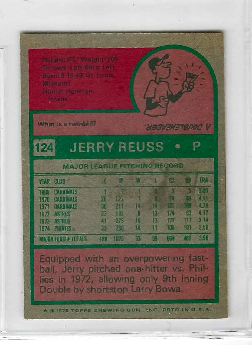 1975 Topps MINI Baseball - SET BREAK - Jerry Reuss #124 - Image 2
