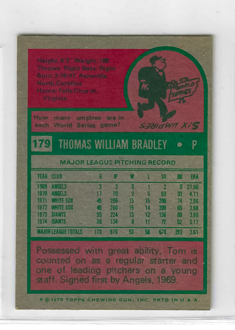 1975 Topps MINI Baseball - SET BREAK - Tom Bradley #179 - Image 2