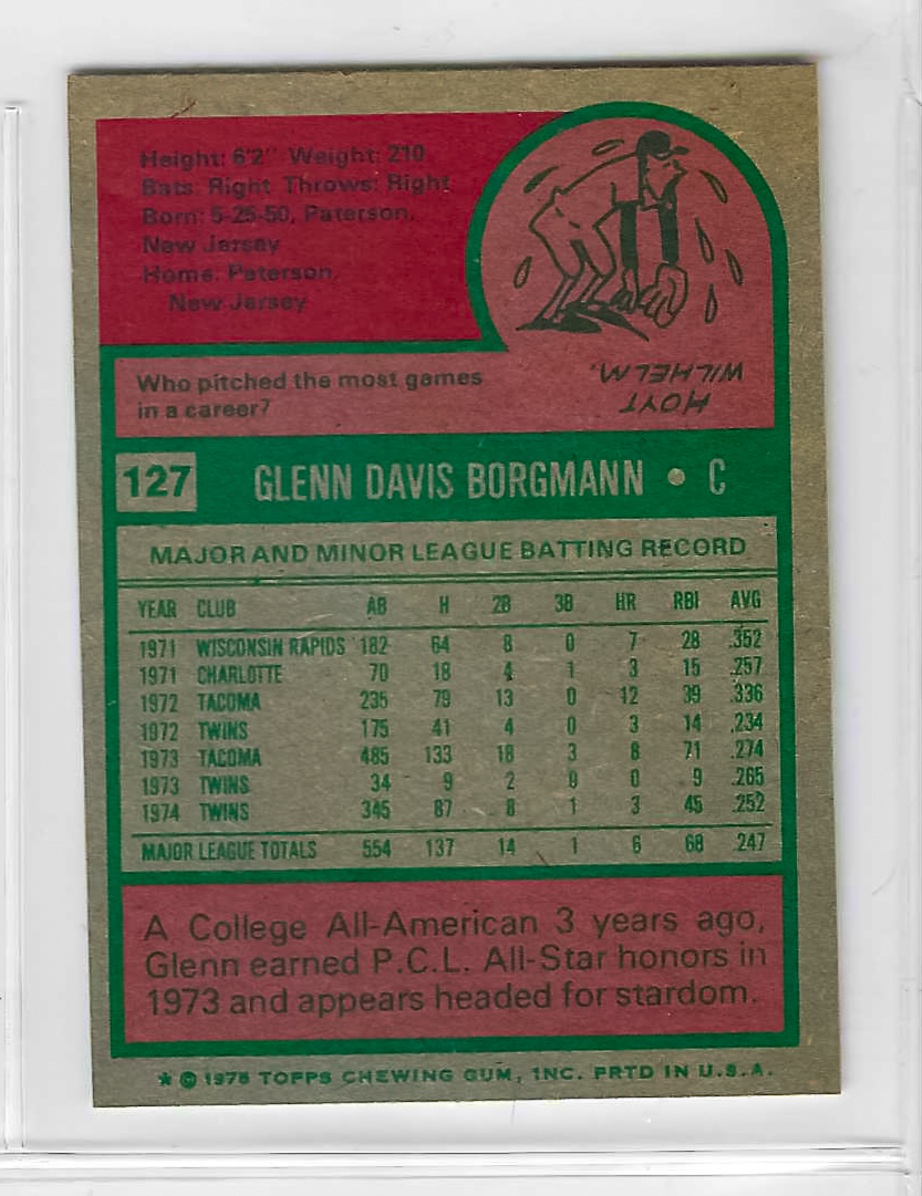 1975 Topps MINI Baseball - SET BREAK - Glenn Borgmann #127 - Image 2