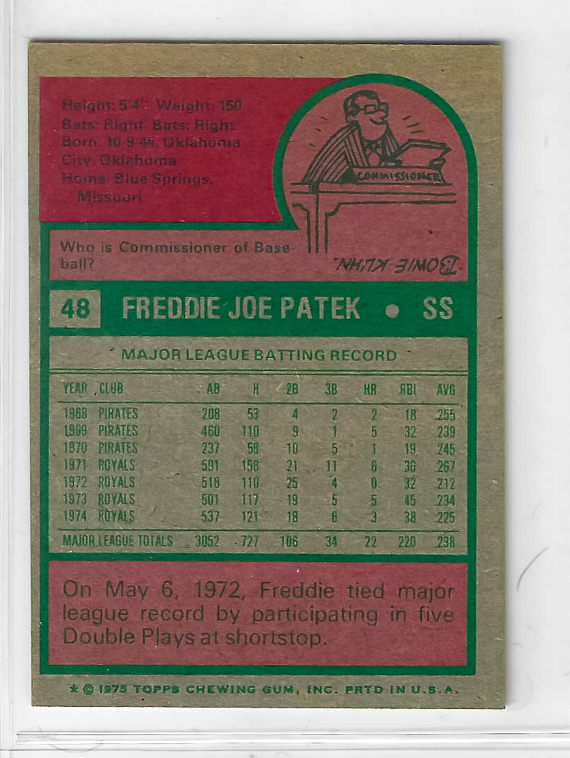 1975 Topps MINI Baseball - SET BREAK - Freddie Patek #48 - Image 2