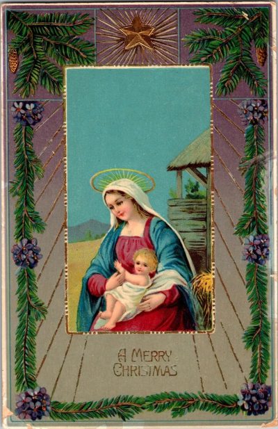 1911 Antique Christmas Postcard - Hand Written Message - One Cent Stamp USA