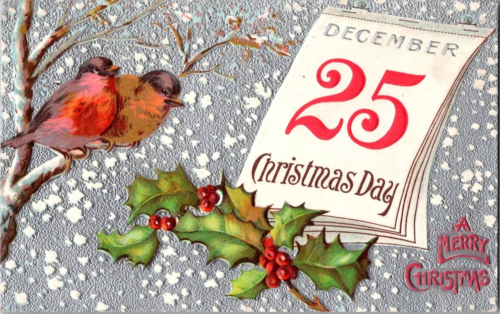 1909 Antique Christmas Postcard - Hand Written Message - One 1 Cent Stamp USA