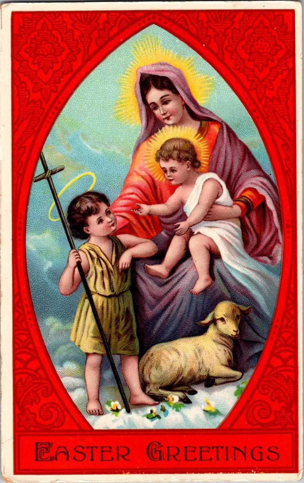 1900's Antique Easter Postcard - Hand Written Message - One 1 Cent Stamp USA