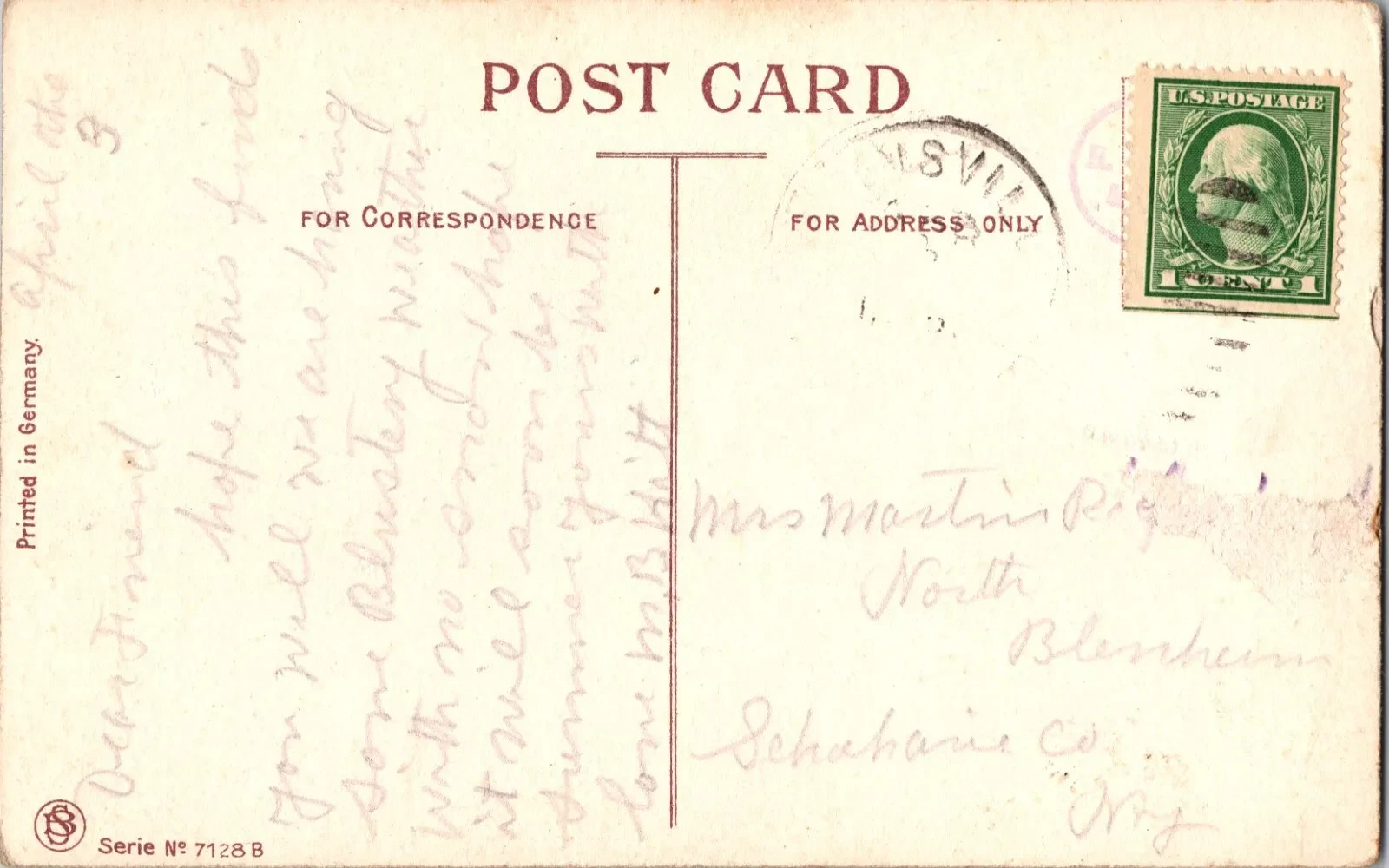 1900's Antique Easter Postcard - Hand Written Message - One 1 Cent Stamp USA - Image 2
