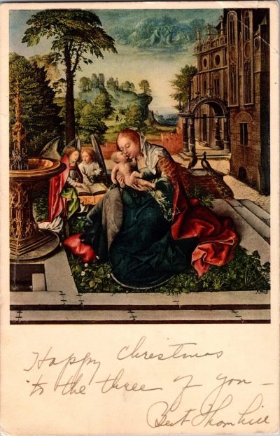 1944 Antique Christmas Postcard - Hand Written Message - Two 2 Cents Stamp USA