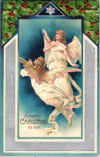 1907 Antique Christmas Postcard - Hand Written Message - One 1 Cent Stamp USA