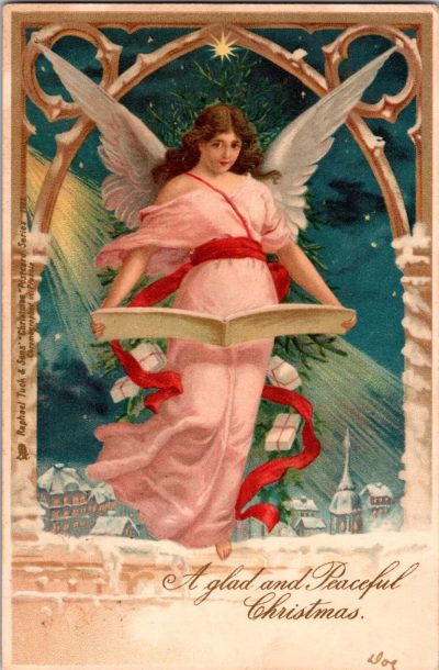 1905 Antique Christmas Postcard - Hand Written Message - One 1 Cent Stamp USA