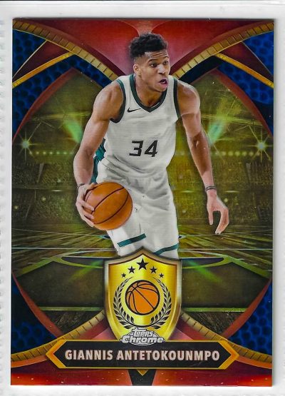 2025 Topps Chrome Giannis Antetokounmpo Ball Of Duty Blue Refractor SSP #BOD-12