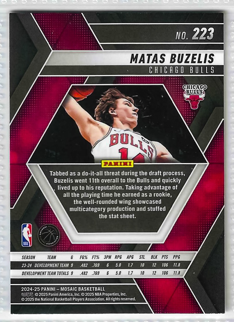 2024-25 Panini Mosaic - Rookies Matas Buzelis #223 (RC) - Image 2