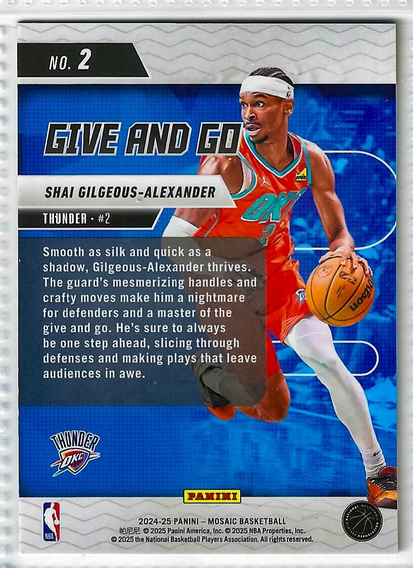 2024-25 Panini Mosaic - Give and Go Shai Gilgeous-Alexander #2 - Image 2