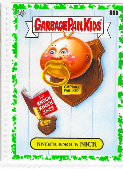 2022 Topps Garbage Pail Kids Book Worms Knock Knock Nick Booger Green #88b