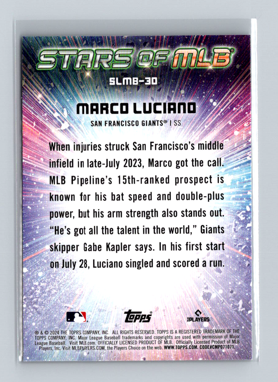 2024 Topps Series 1 - Stars of Mlb Marco Luciano #SLMB-30 (RC) - Image 2