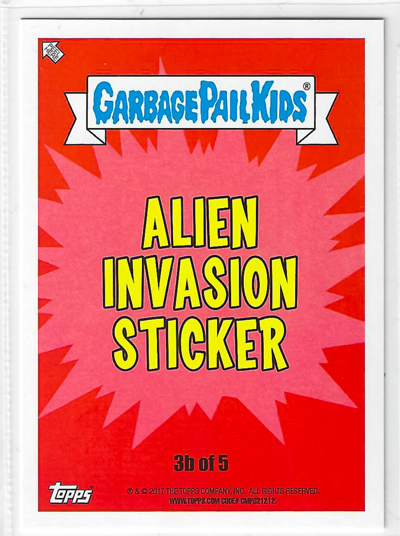 2017 Garbage Pail Kids Adam-Geddon Series 1 Outer Space Chase #3b Puke Green Sticker - Image 2