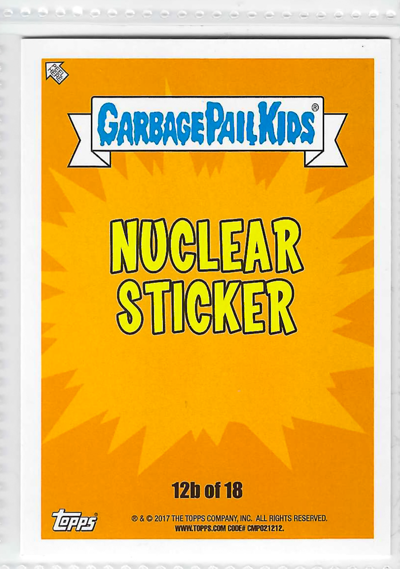 2017 Garbage Pail Kids Adam-Geddon Series 1 Tom Bunkered #12b Green Sticker - Image 2