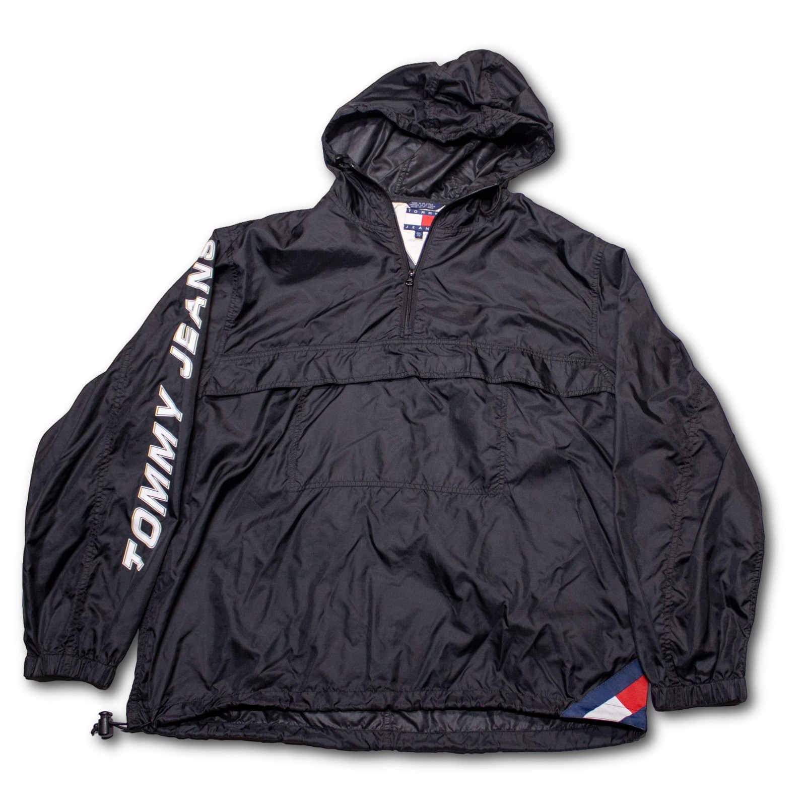 Tommy Hilfiger Anorak Windbreaker Jacket Mens XXL Black Excellent