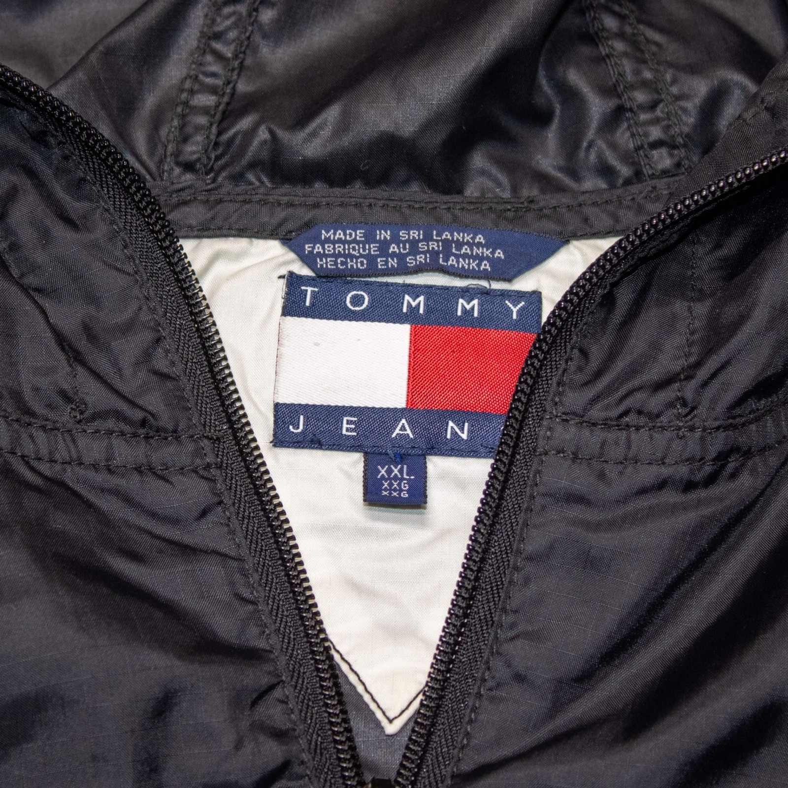 Tommy Hilfiger Anorak Windbreaker Jacket Mens XXL Black Excellent - Image 3