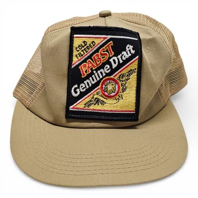 Vintage Unifog Pabst Genuine Draft Trucker Hat Tan Mesh Snapback OSFA Excellent