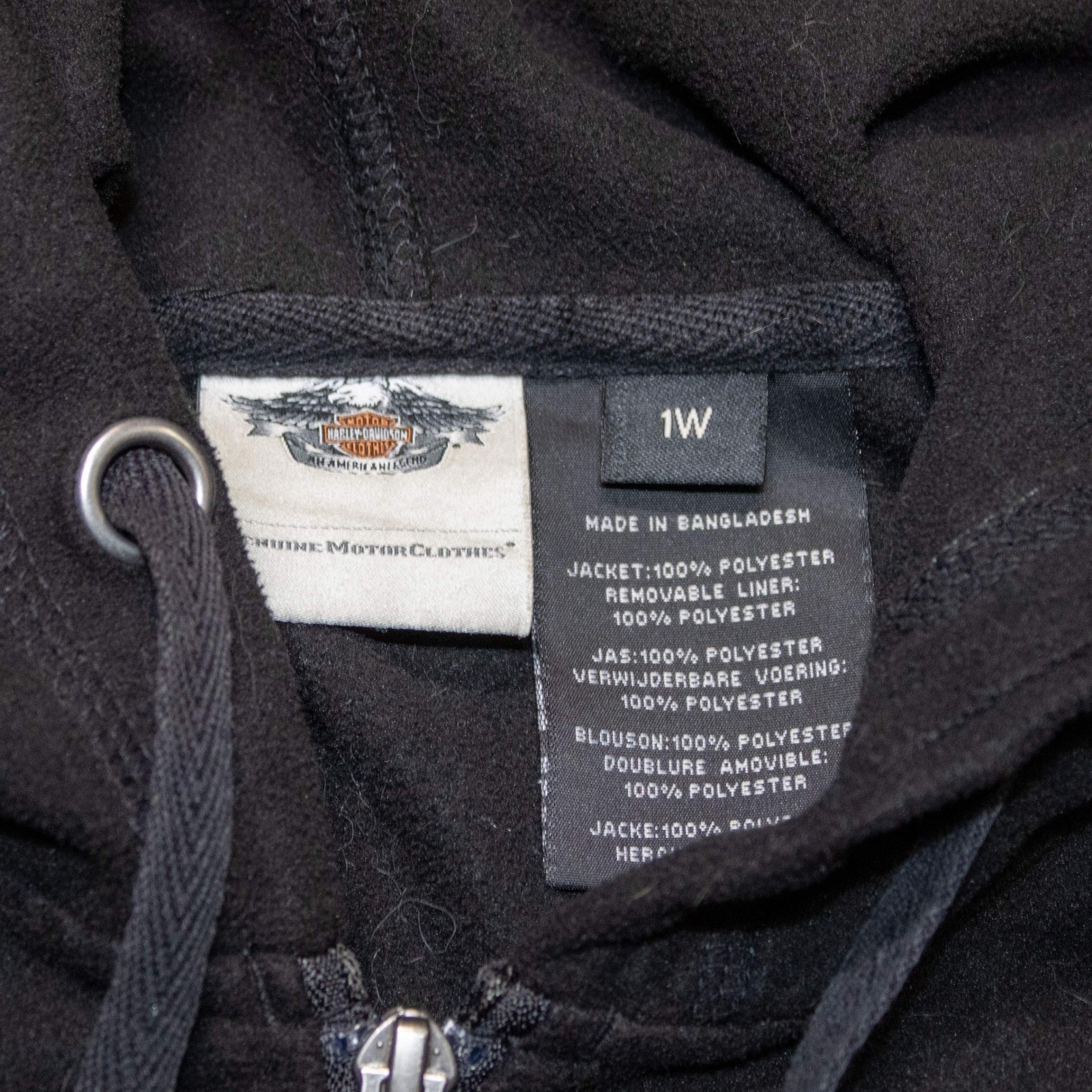 Harley-Davidson Fleece Zip-Up Hoodie Women 1W Black Excellent - Image 3