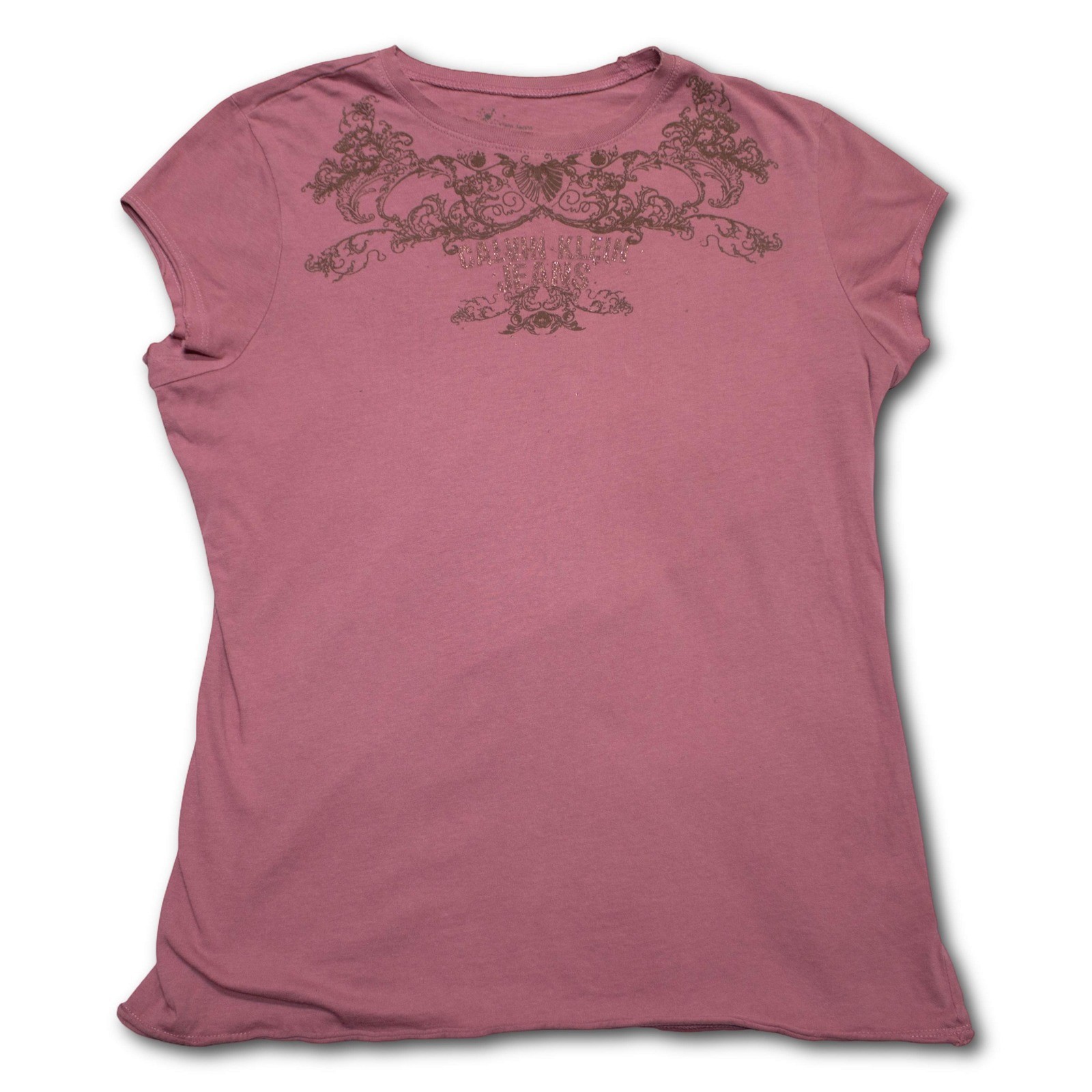 Calvin Klein Jeans Graphic T-Shirt Womens Large Mauve Pink Excellent