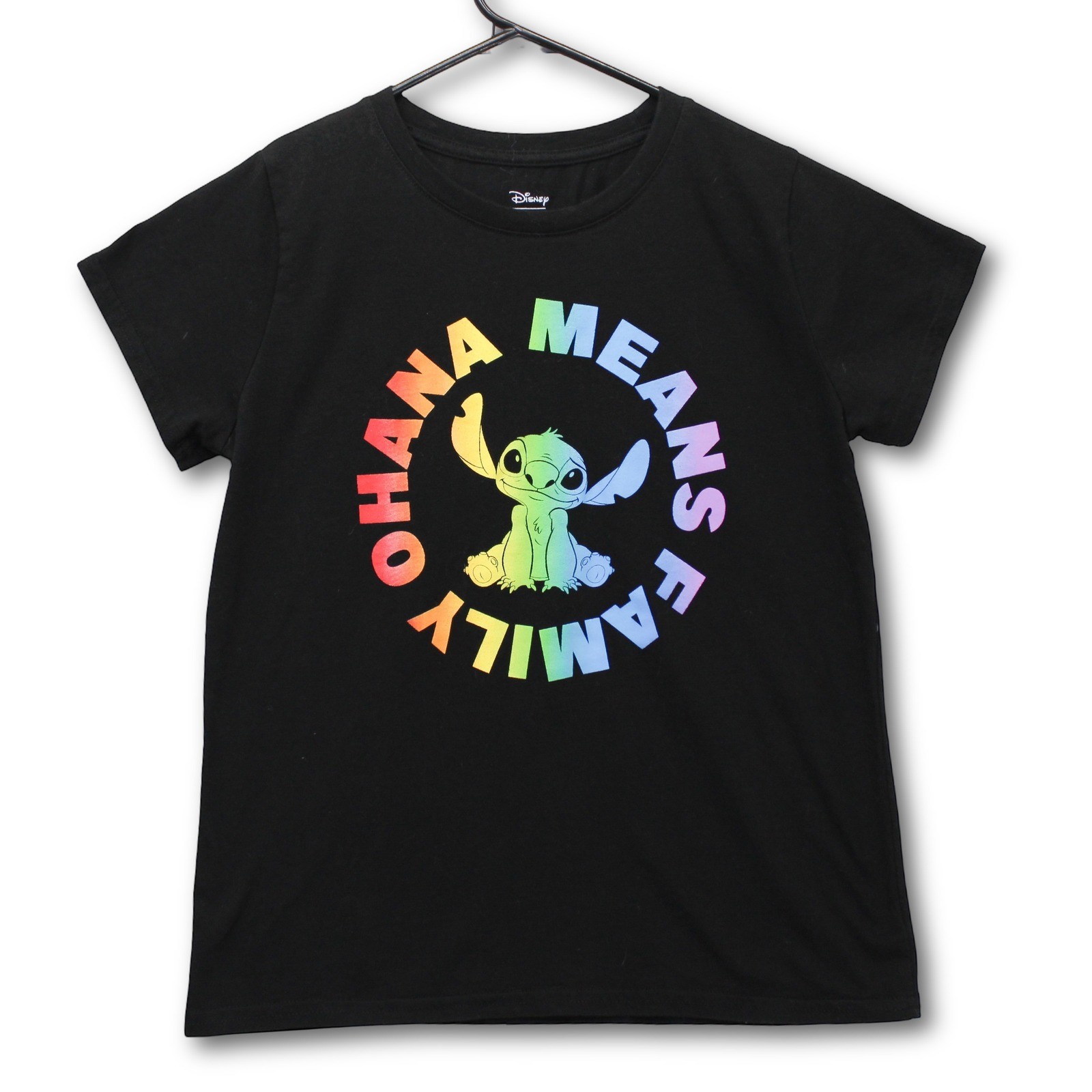 Disney Stitch Ohana Means Family T-Shirt Kids Large Black Excellent