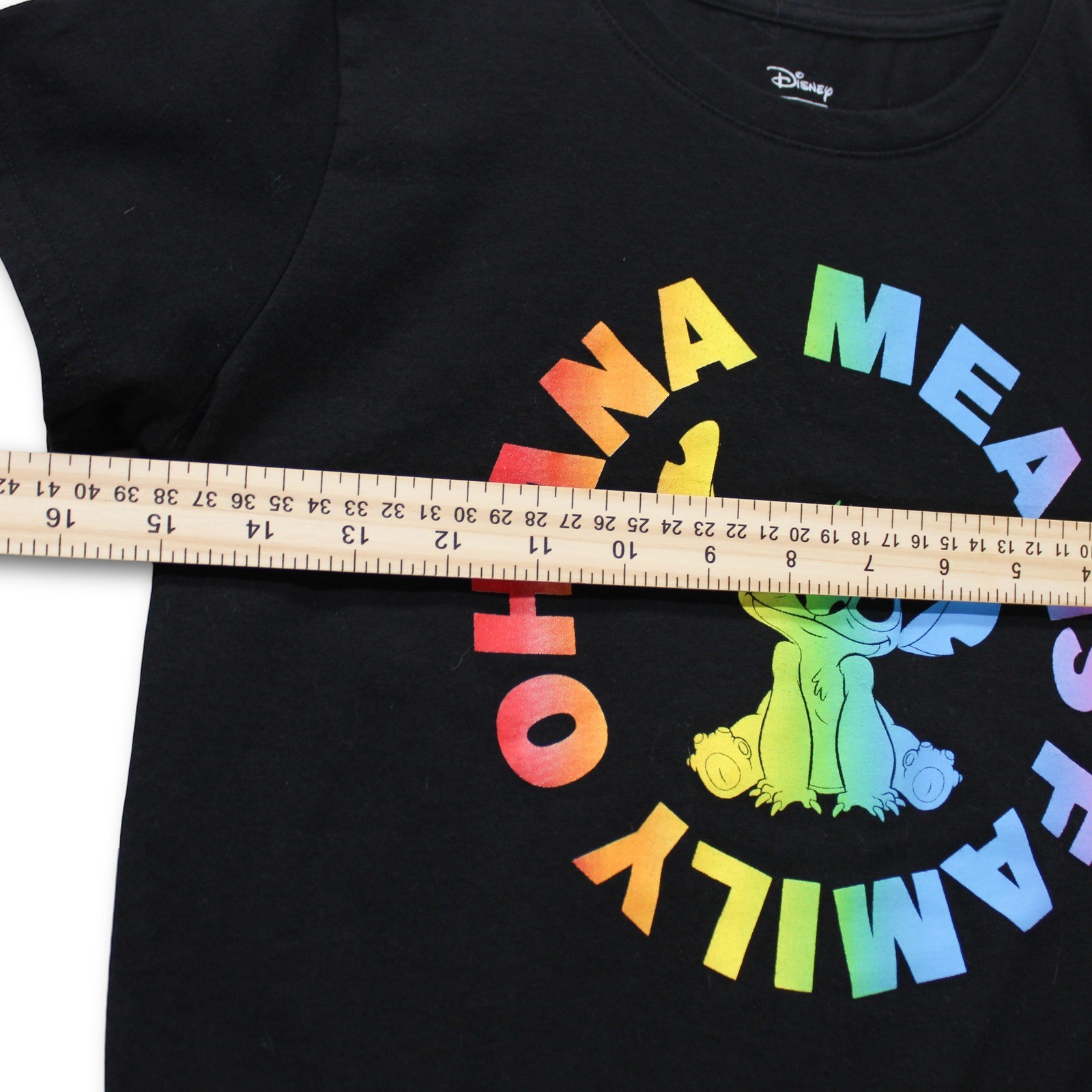 Disney Stitch Ohana Means Family T-Shirt Kids Large Black Excellent - Image 4