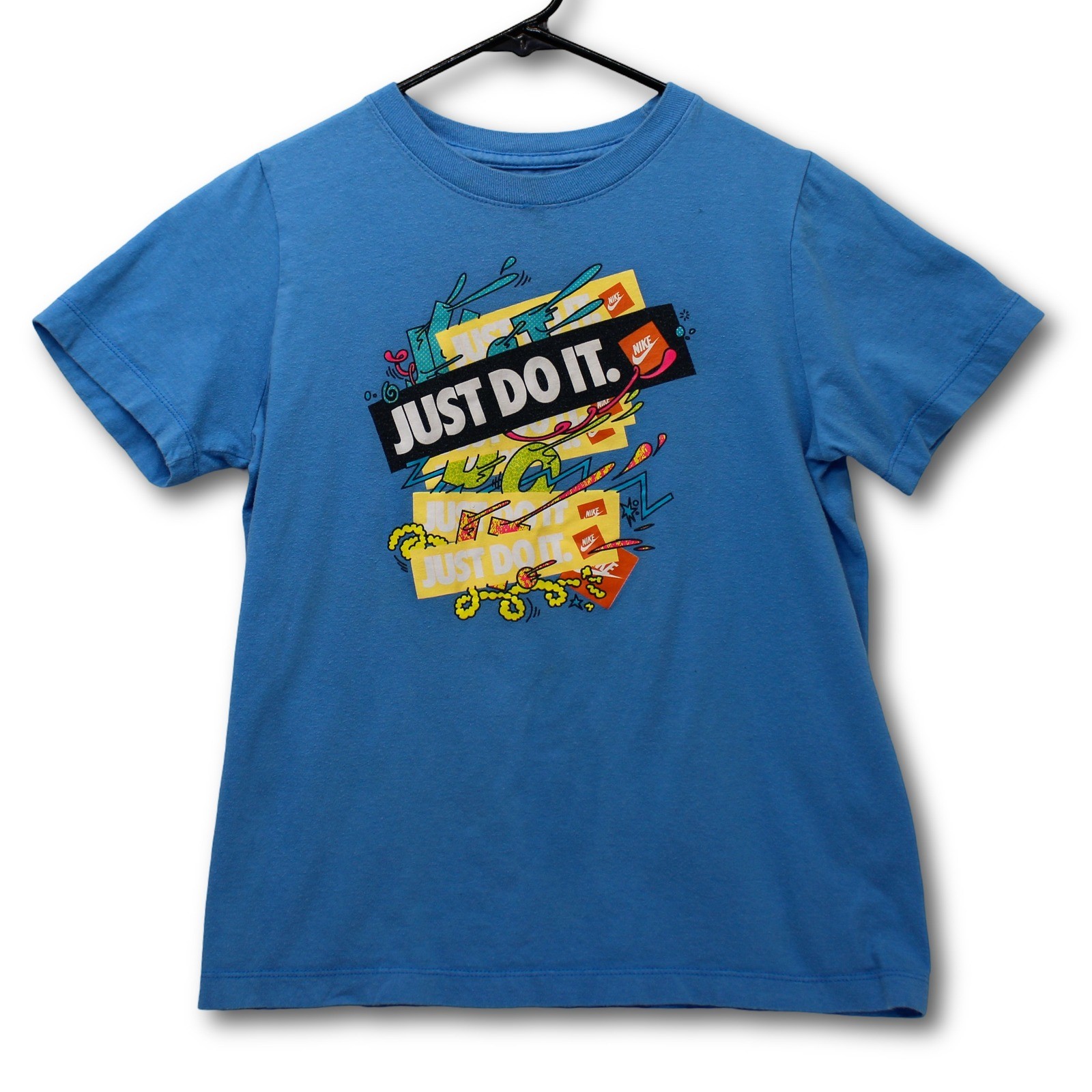 Nike Just Do It Graphic T-Shirt Kids Size Medium Blue Short Sleeve Excellent