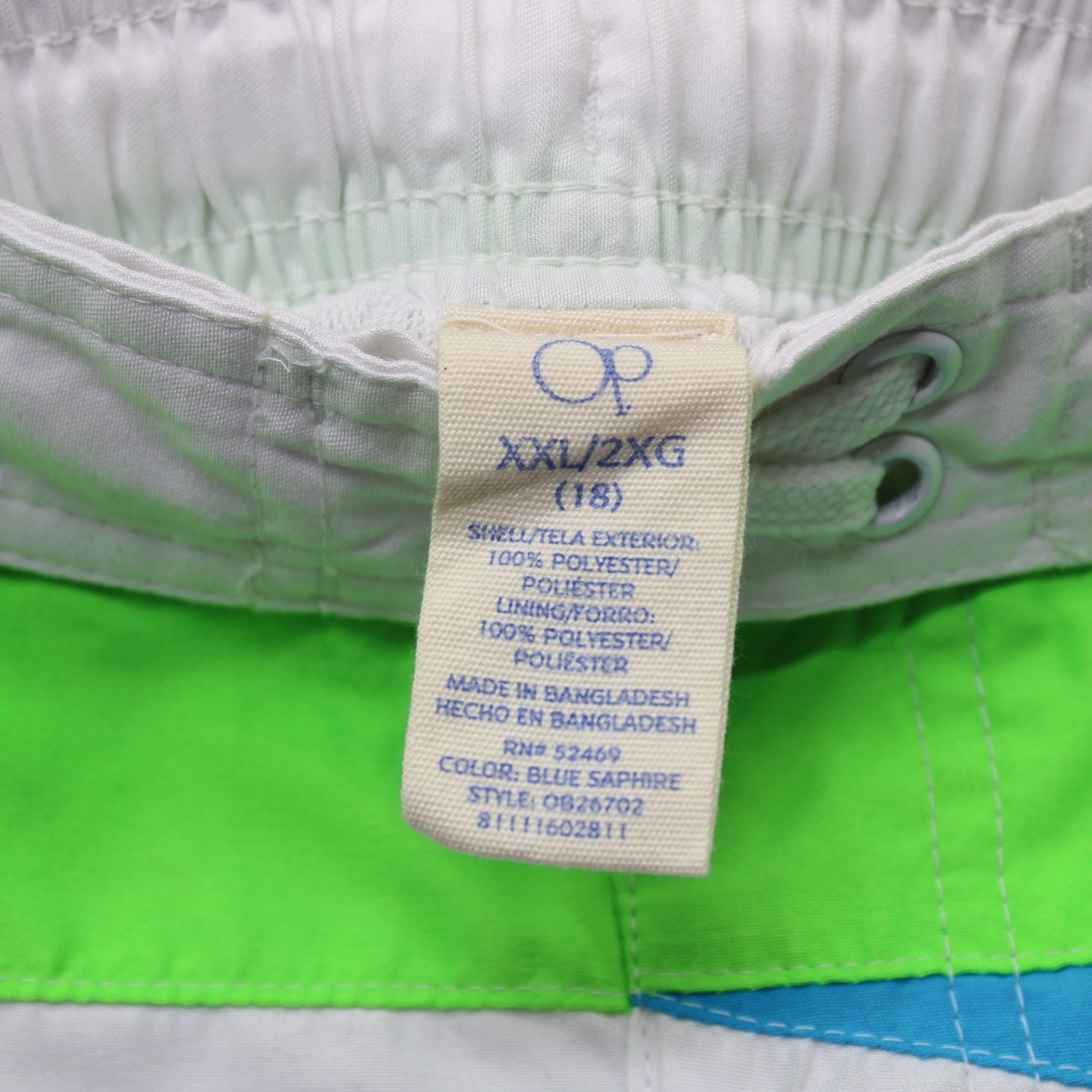Ocean Pacific OP Board Shorts Mens XXL 18 Blue Saphire Colorblock Swim Trunks - Image 3