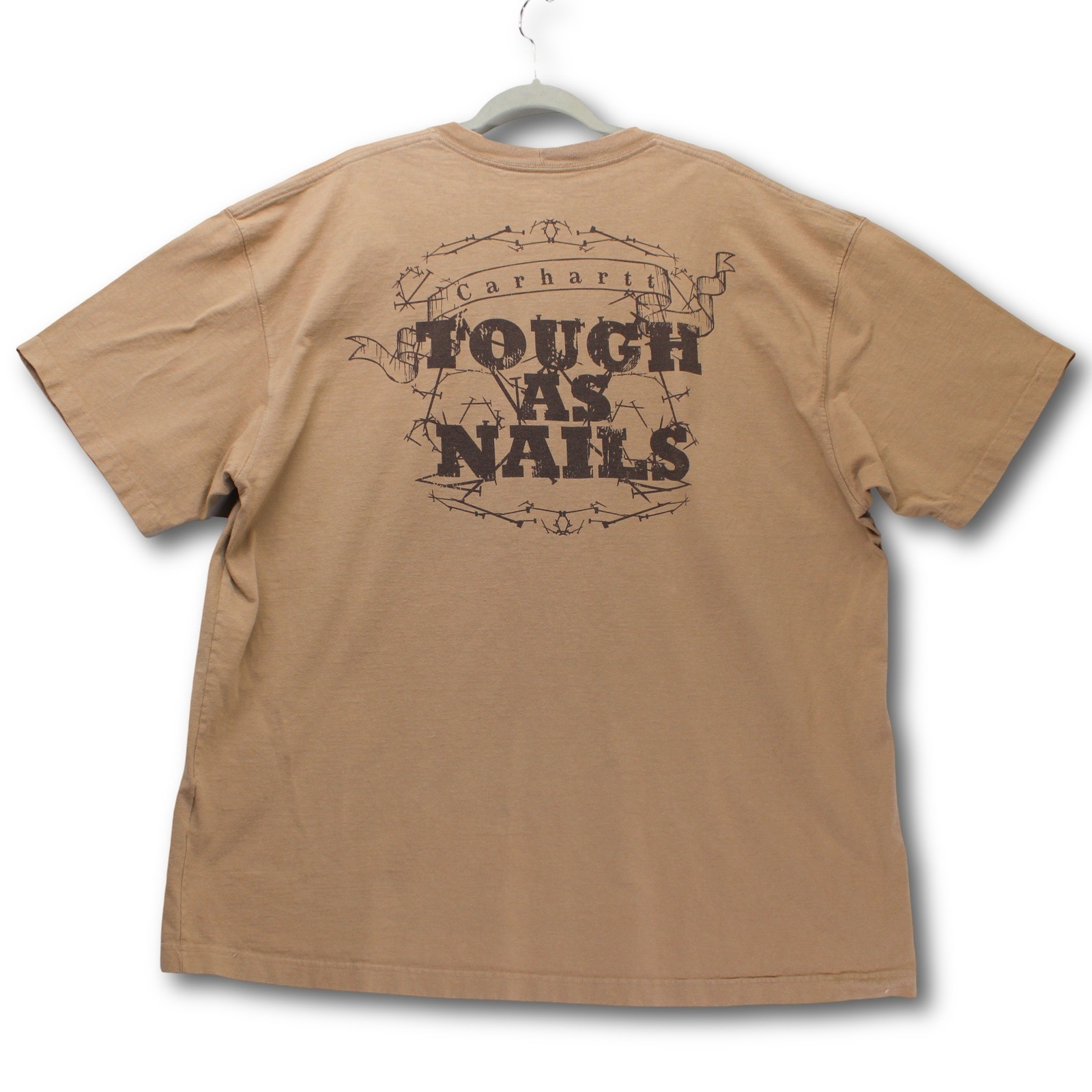 Carhartt Graphic T-Shirt Mens 2XL Tan Tough As Nails Workwear Good - Image 2