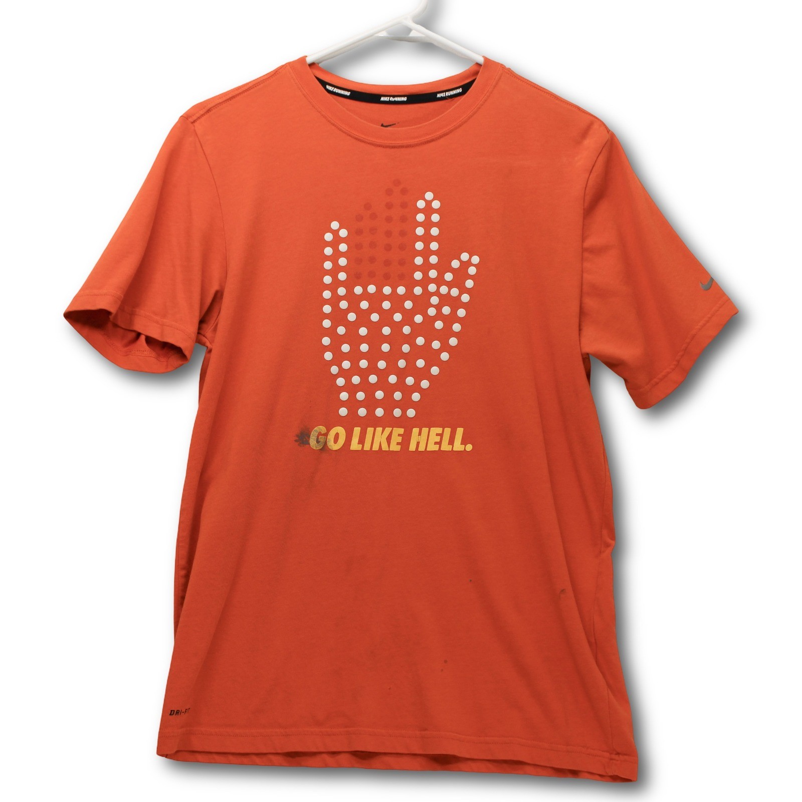 Nike Running Go Like Hell Graphic T-Shirt Mens Small Orange Fair