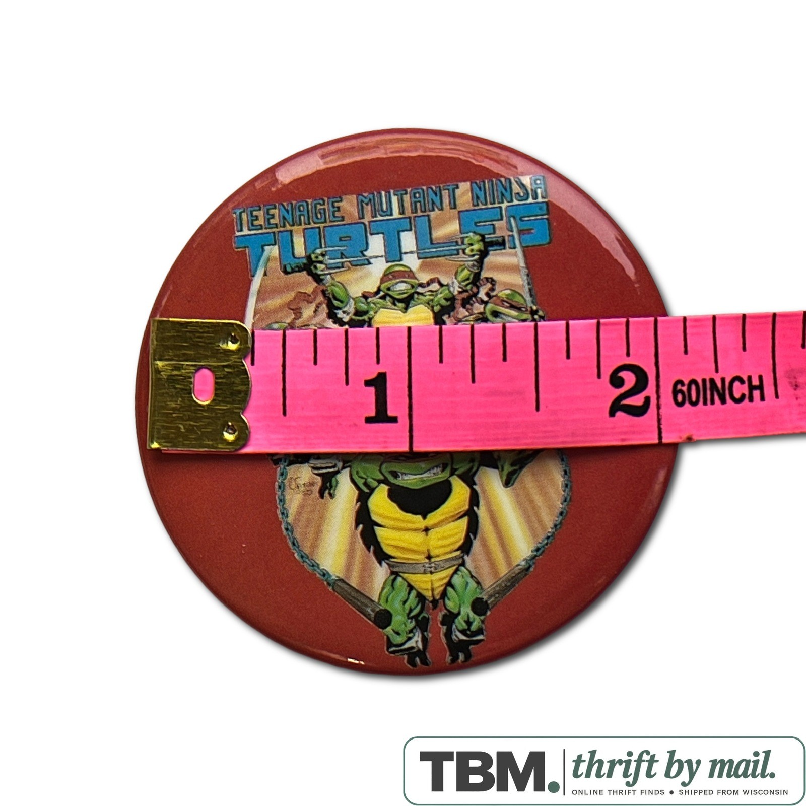 TMNT Pin Back Button Unisex 2.25 Inch Red Excellent - Image 3