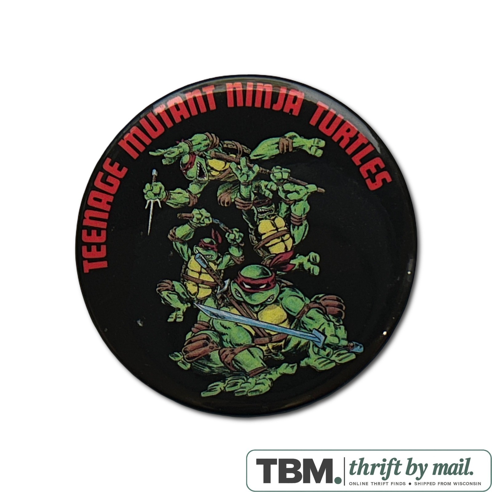 Mirage Studios TMNT Pinback Button Unisex 2.25 Inch Black Excellent