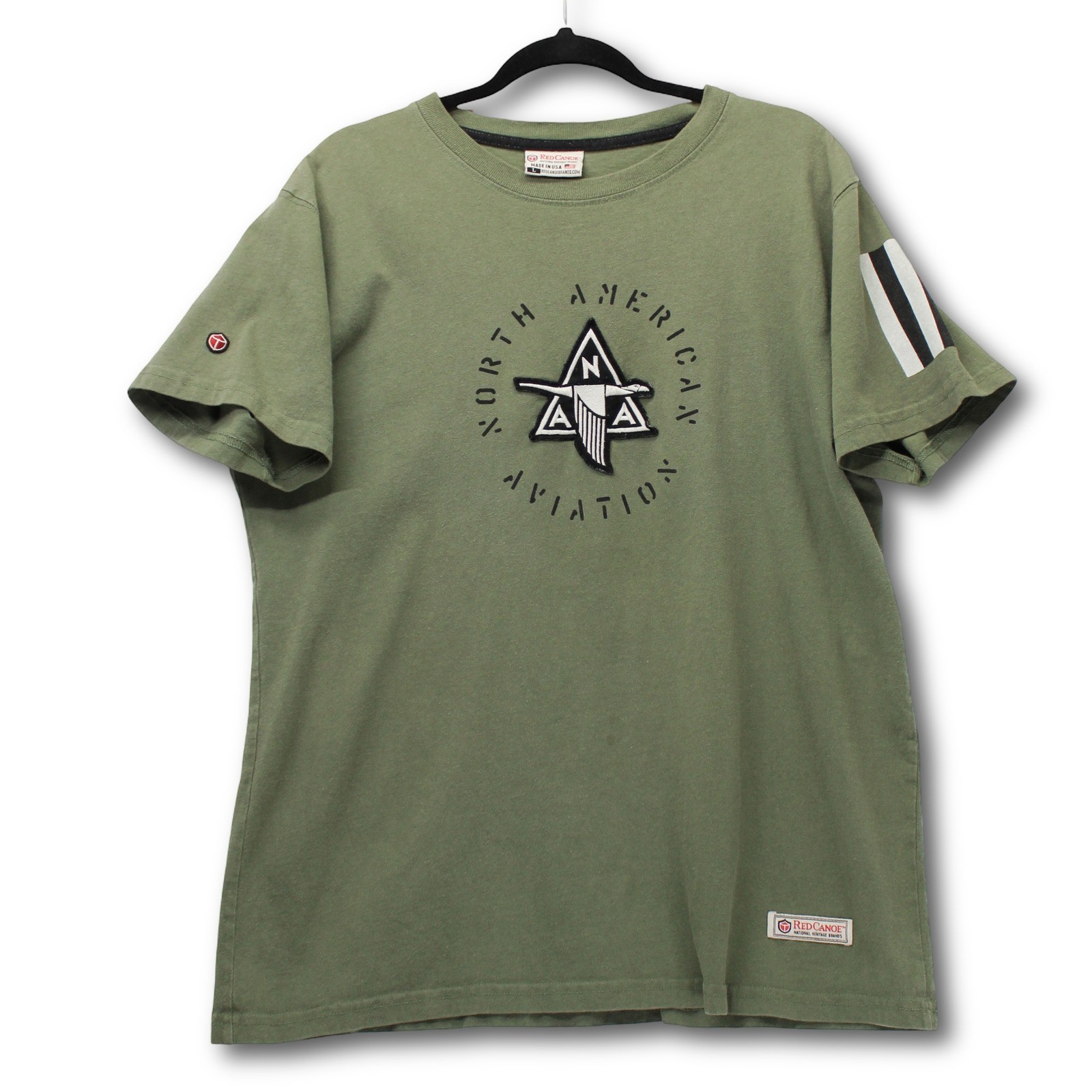 Red Canoe North American Aviation T-Shirt Mens Large Green Excellent