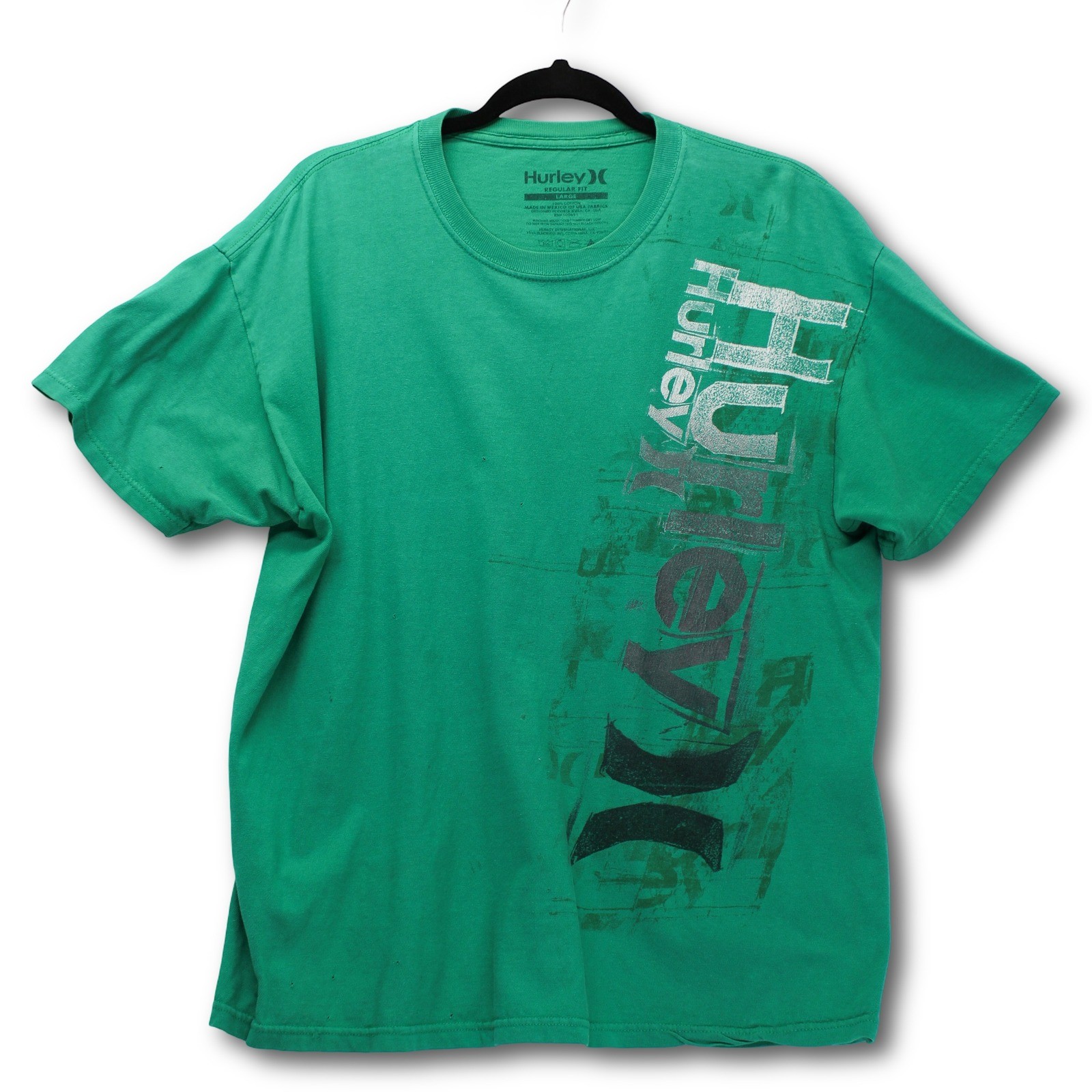 Vintage Y2K Hurley Graphic T-Shirt Mens Large Green Regular Fit Good