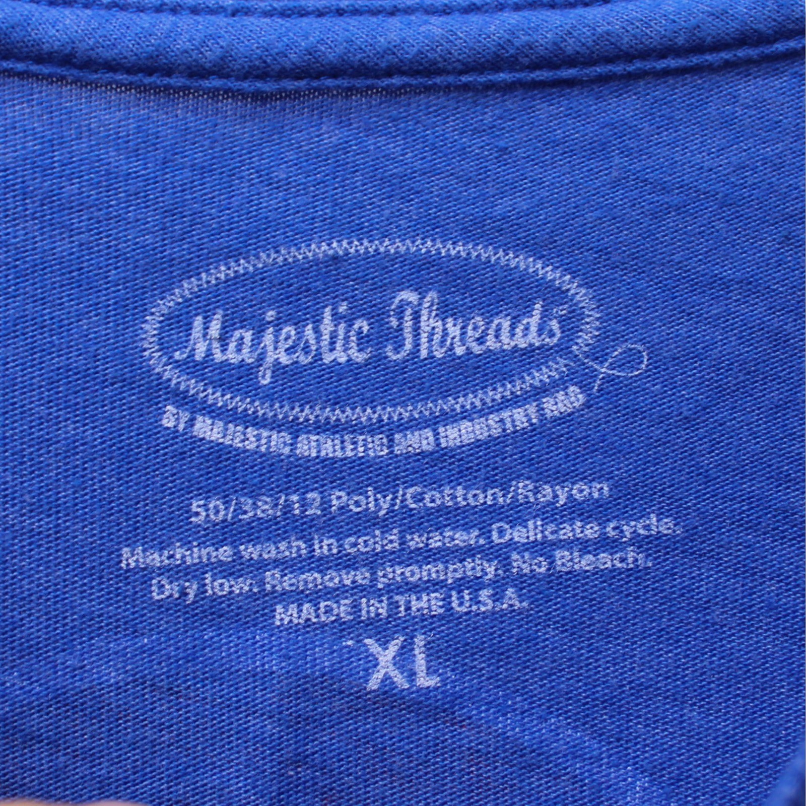Majestic Threads Chicago Cubs T-Shirt Mens XL Blue MLB Baseball Excellent - Image 3