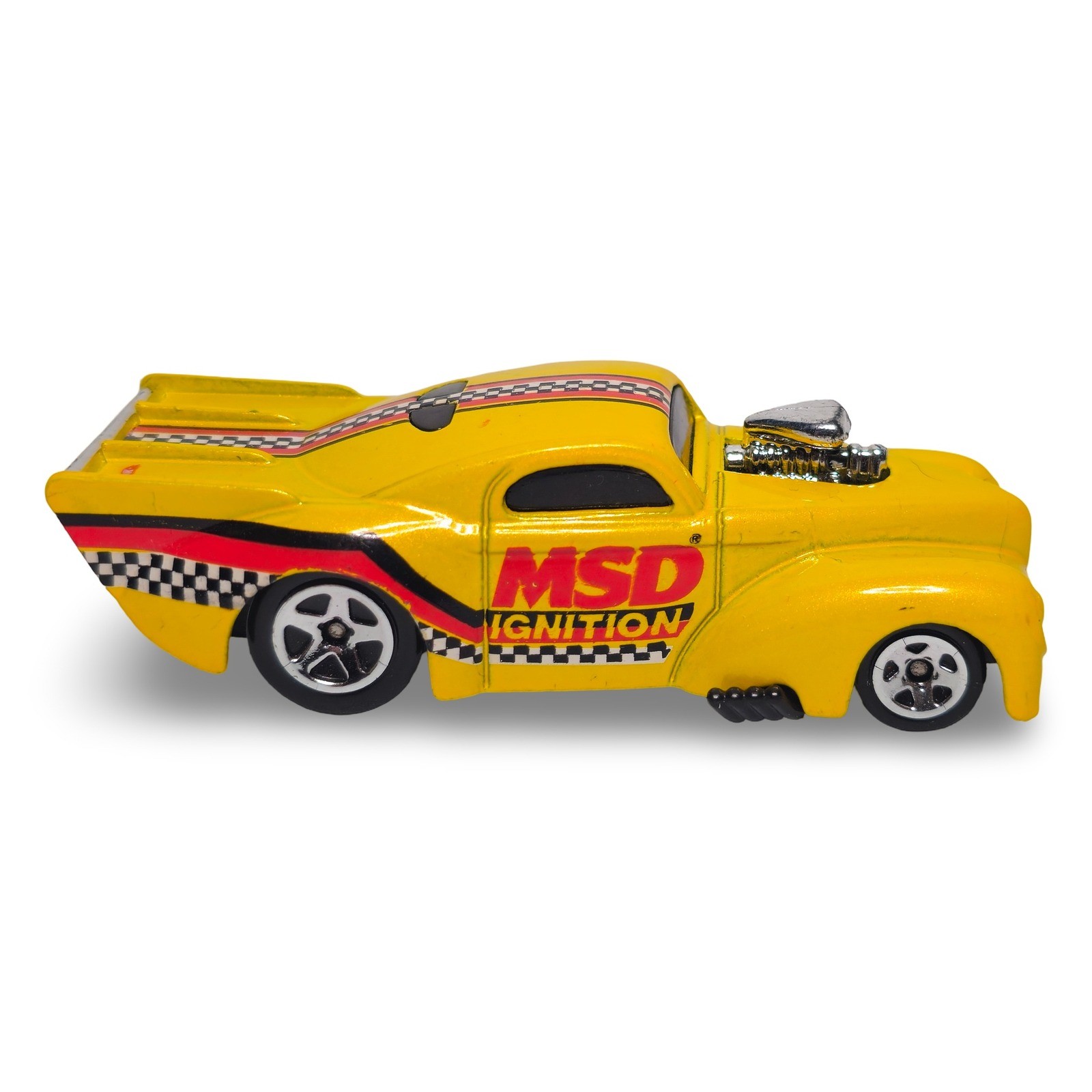 Hot Wheels 41 Willys MSD Ignition Drag Racer 1:64 Yellow Good