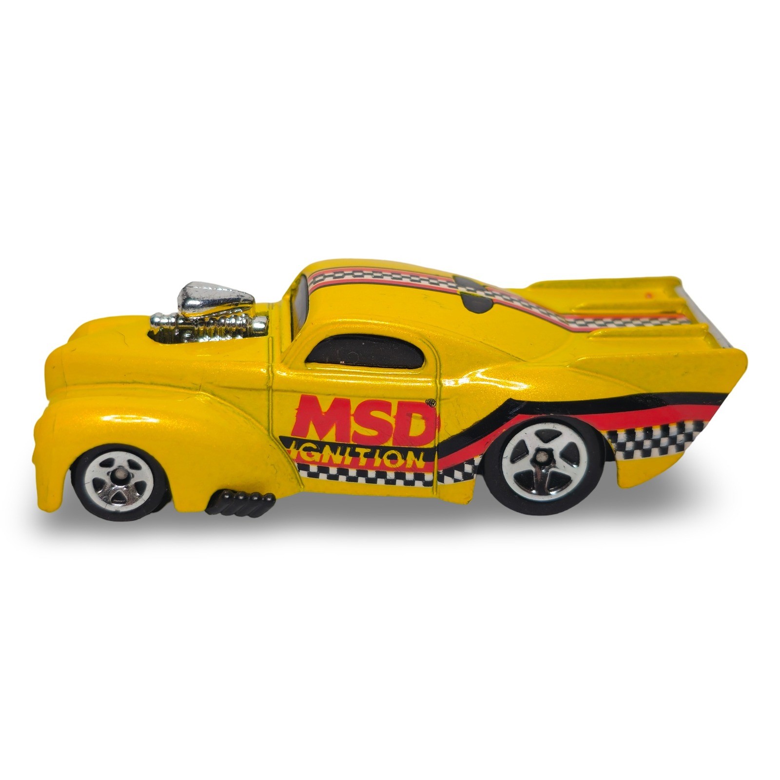 Hot Wheels 41 Willys MSD Ignition Drag Racer 1:64 Yellow Good - Image 3
