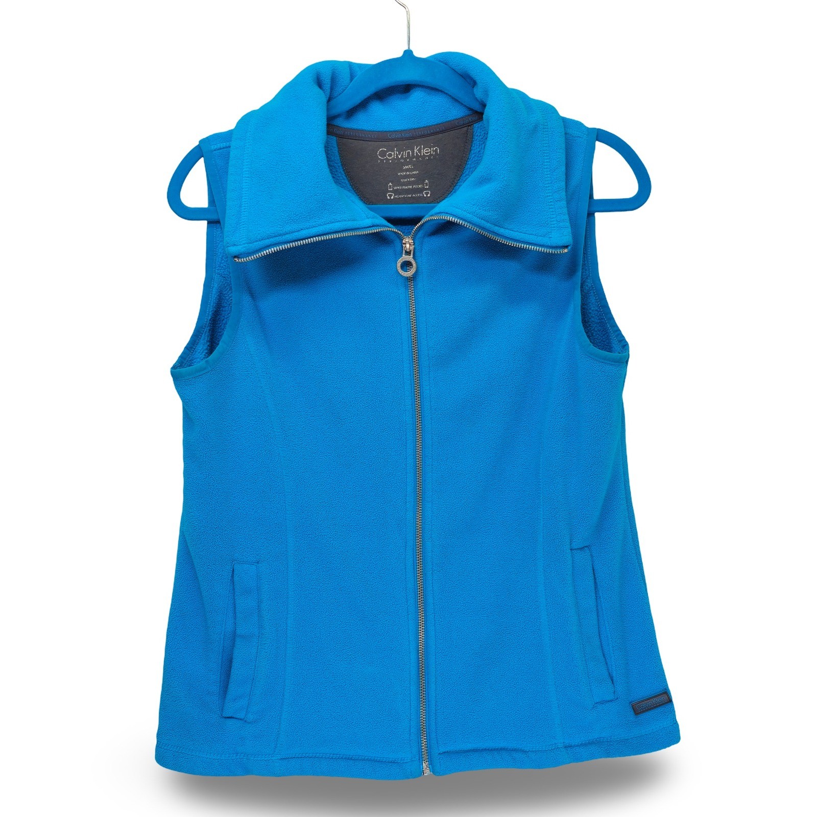 Calvin Klein Performance Fleece Vest Womens Small Blue Full Zip Excellent