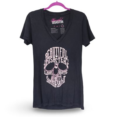 Beautiful Disaster Graphic Tee Women XL Black Excellent