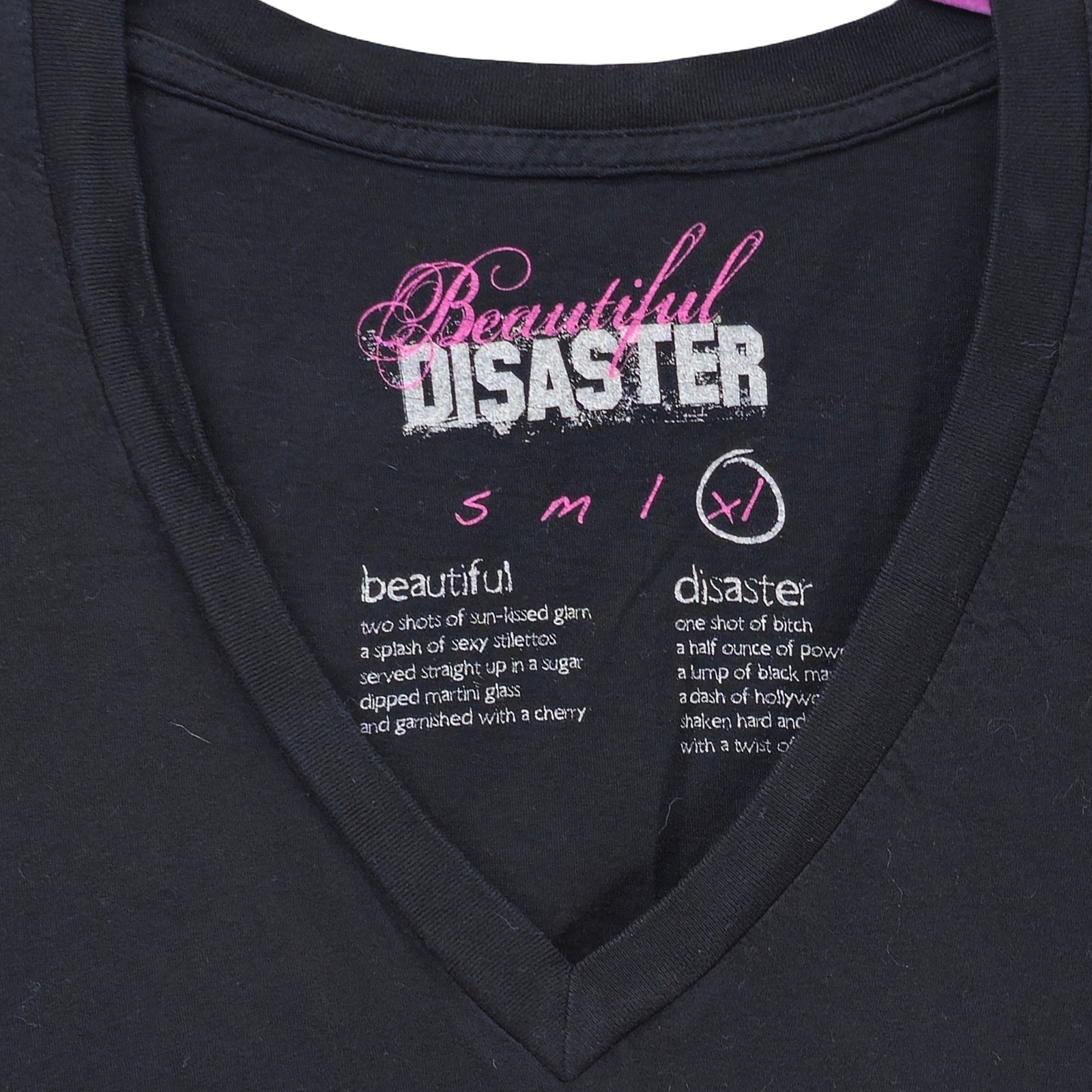 Beautiful Disaster Graphic Tee Women XL Black Excellent - Image 3