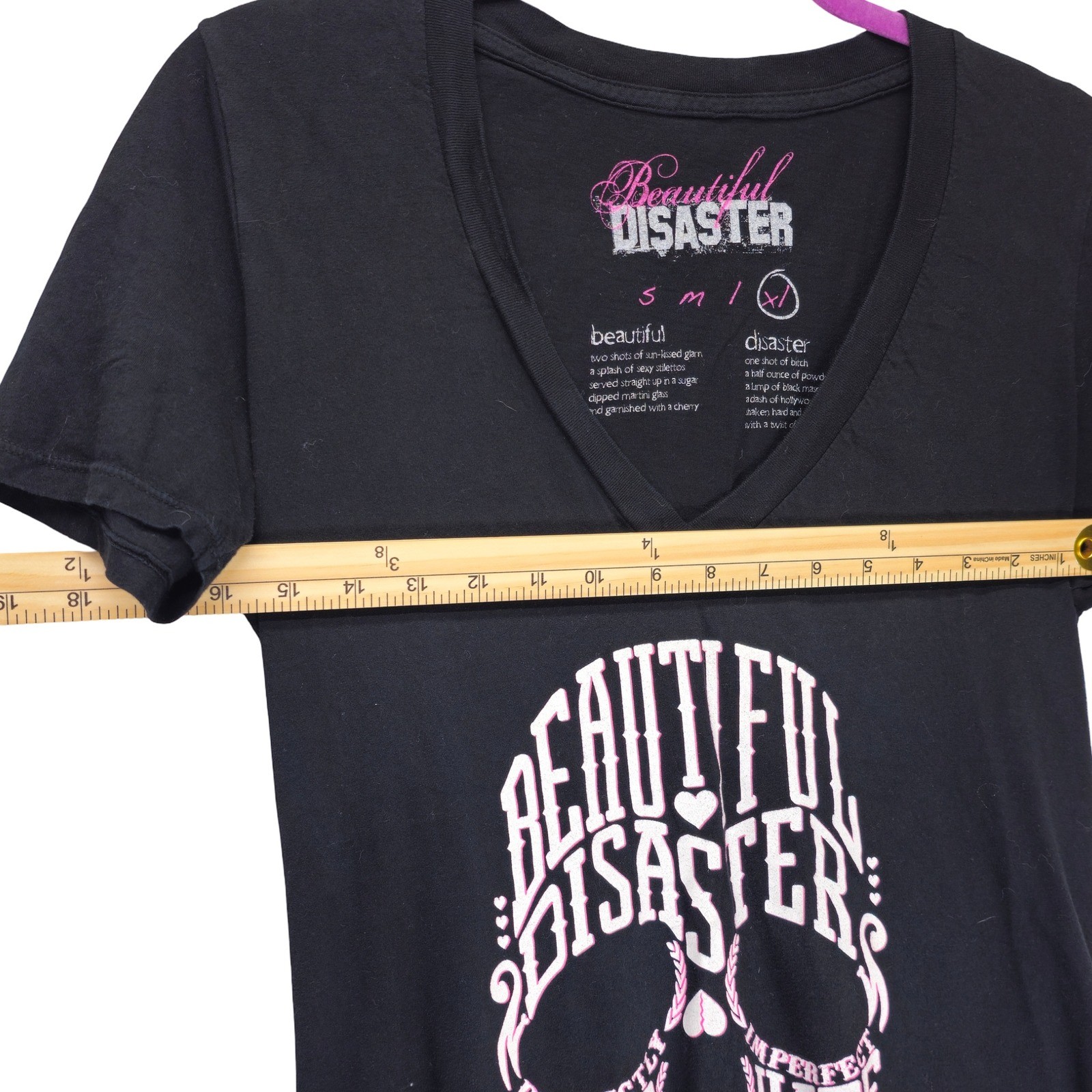 Beautiful Disaster Graphic Tee Women XL Black Excellent - Image 6