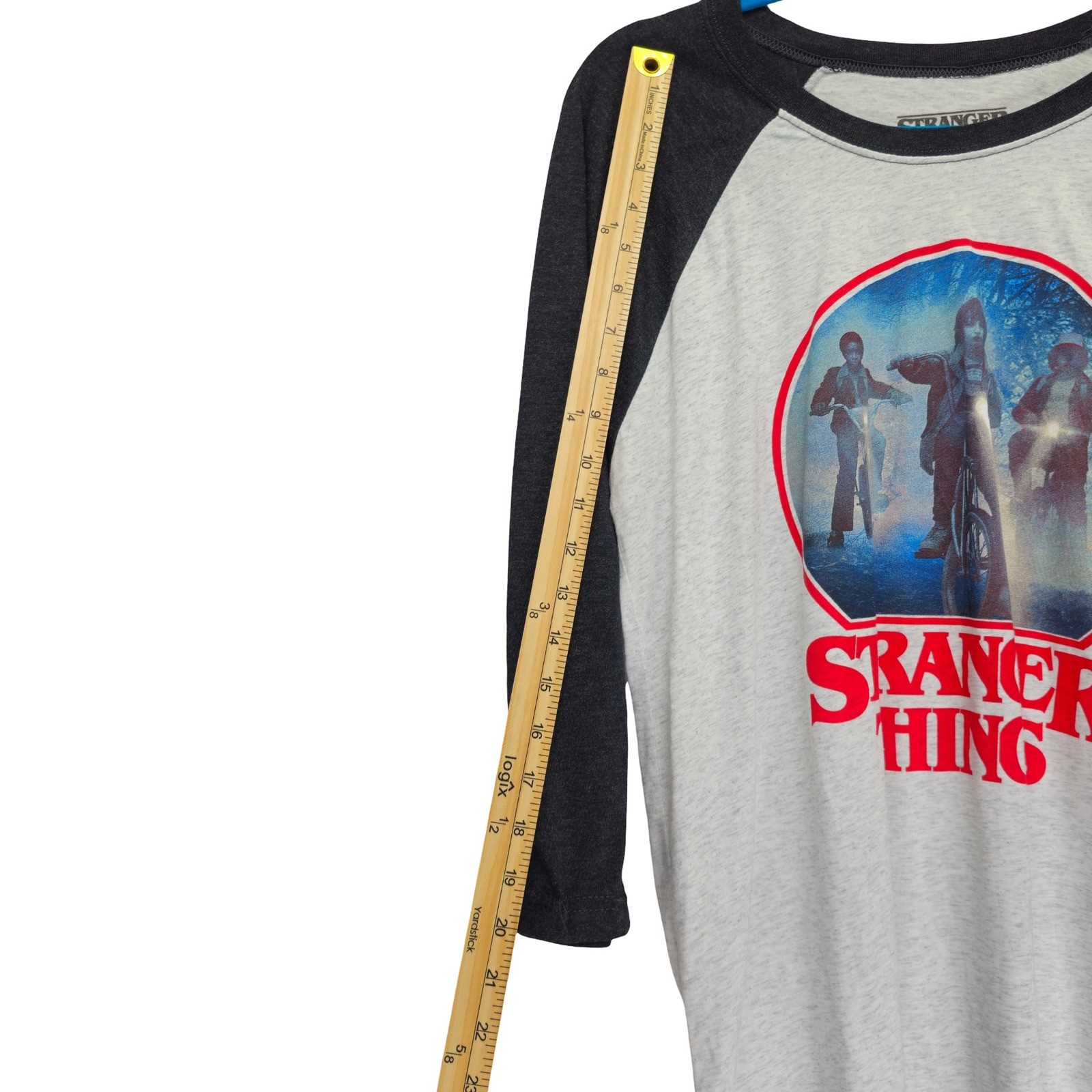 Stranger Things Raglan Baseball Shirt Mens Large Gray Black Excellent - Image 6