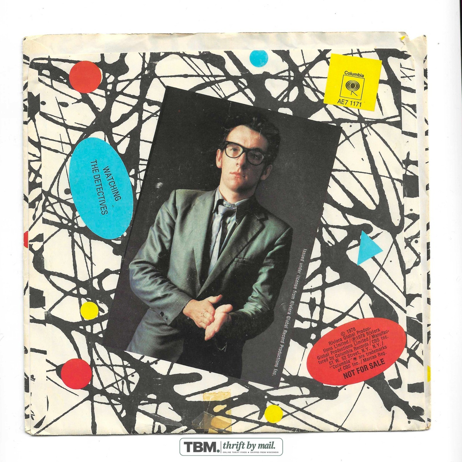 Elvis Costello Live At Hollywood High 7" Vinyl EP 33 RPM Black AE7 1171 - Image 2