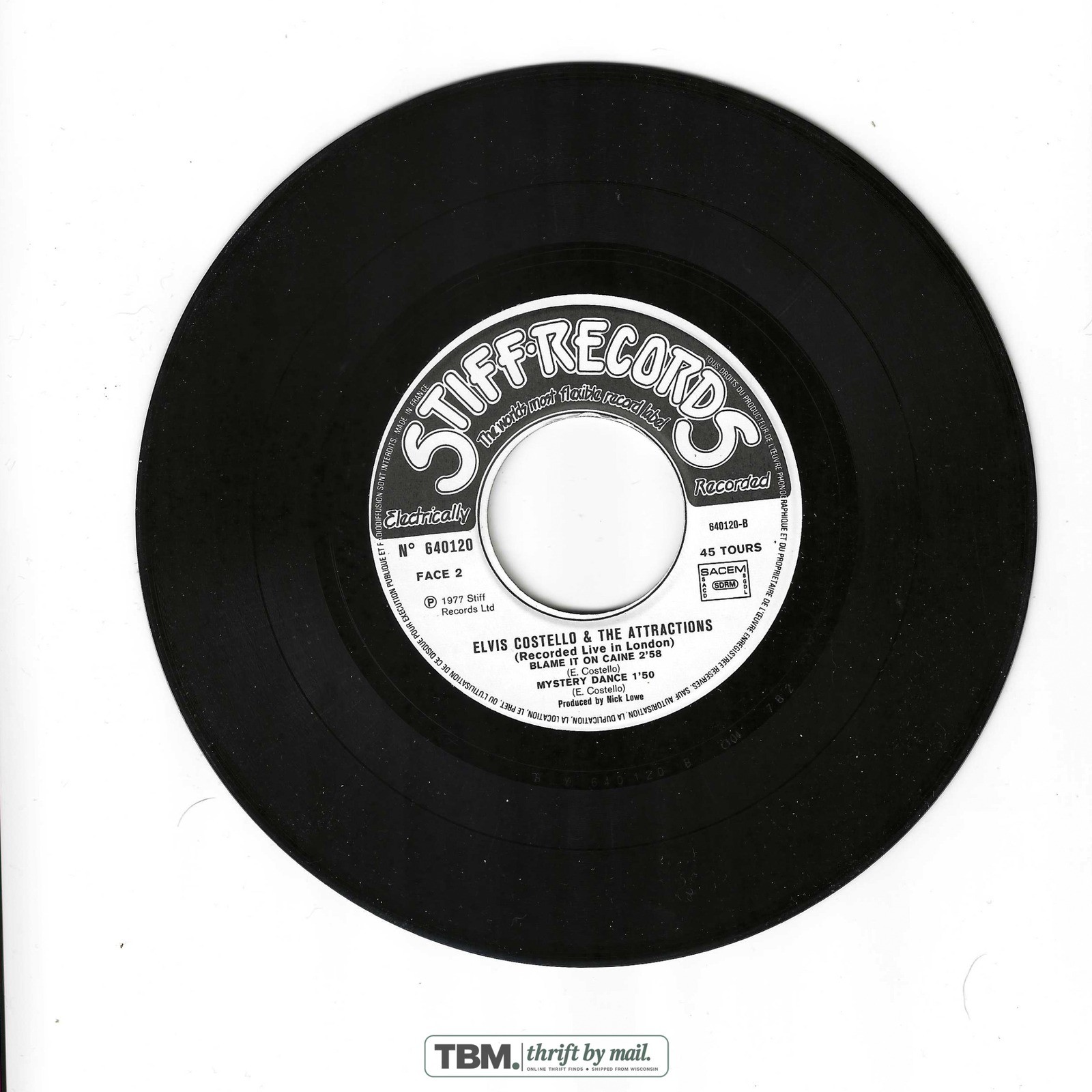 Elvis Costello Watching the Detectives 7" Vinyl Single 45 RPM Stiff Records - Image 4