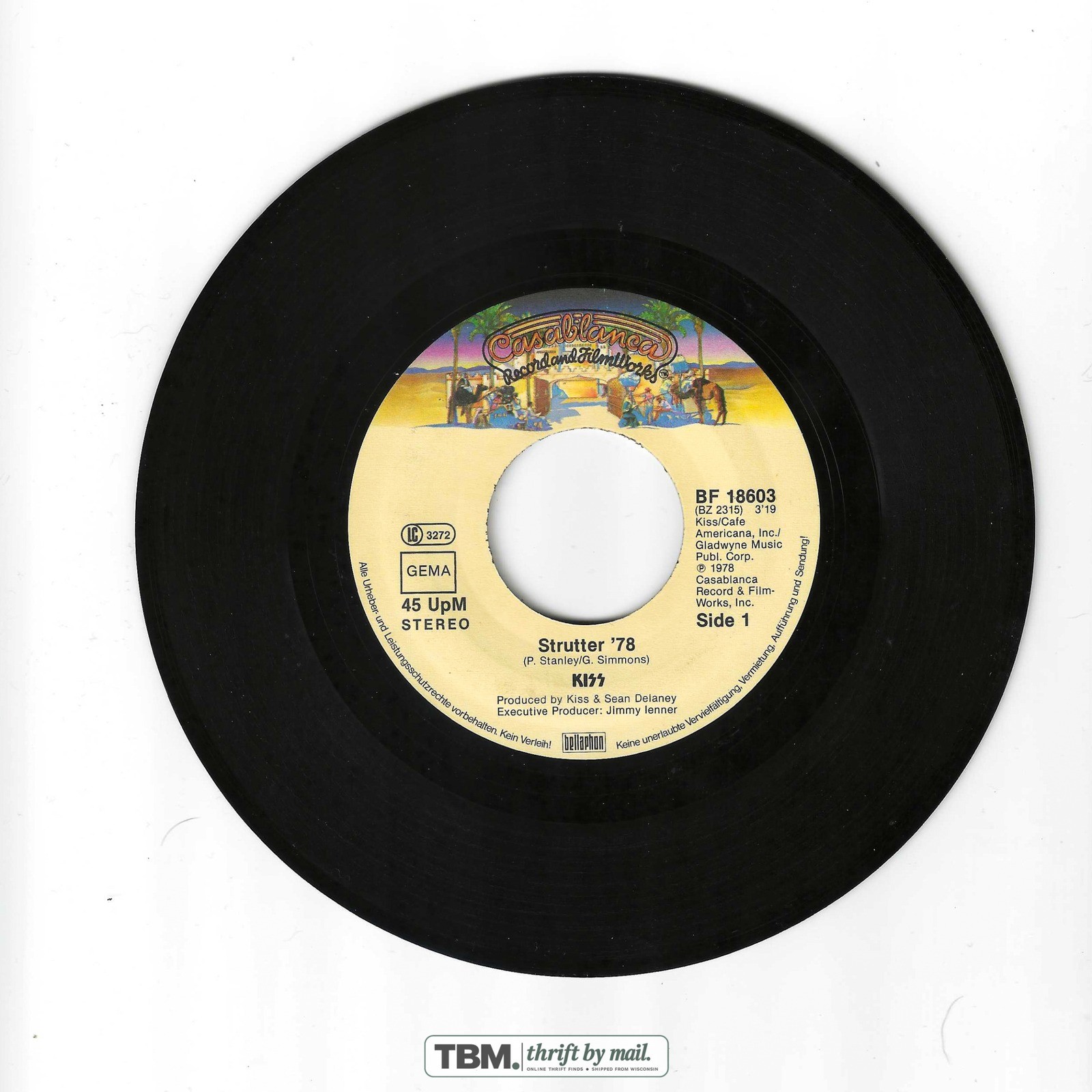 KISS Strutter 78 Shock Me 7 Vinyl Single 45 RPM German Pressing BF 18603 Good - Image 3