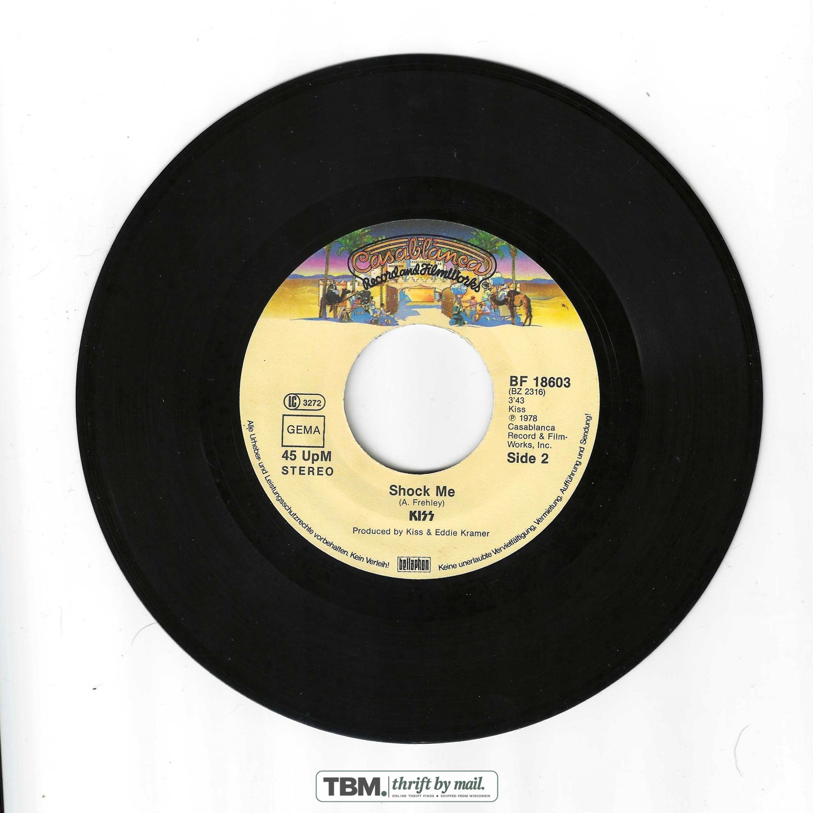 KISS Strutter 78 Shock Me 7 Vinyl Single 45 RPM German Pressing BF 18603 Good - Image 4