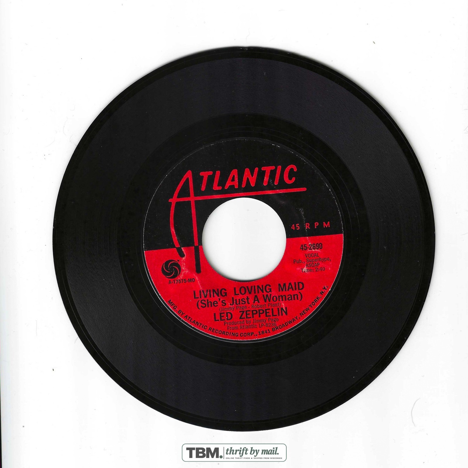 Led Zeppelin Vinyl Record 7" Single Whole Lotta Love Black - Image 3